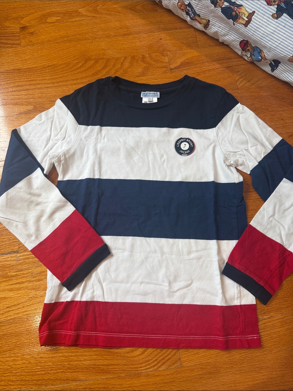 Jacadi Boys Navy, White & Red Striped Long-Sleeve Tee size 10
